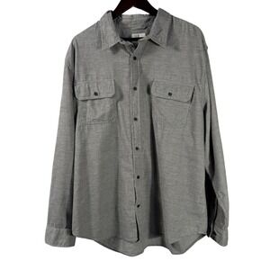 Mutual Weave Gray Button Up Shirt Men's Medium Long Sleeve Woven 100% Cotton